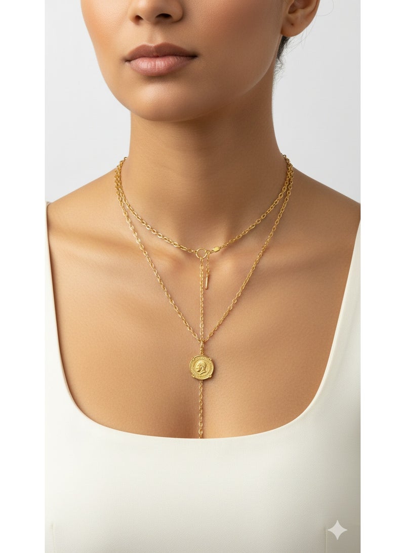 WARD Minimalist Gold Tone Stainless Steel Dainty Choker with Circular Drops - High Quality Jewelry. - Image 2